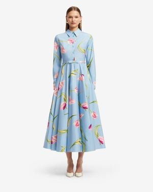LEO LIN Zara Shirt Midi Dress - Blue