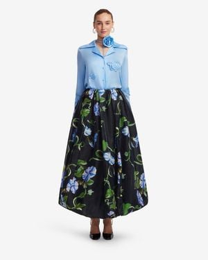 LEO LIN Kristina Appliqué Silk Blouse - Blue