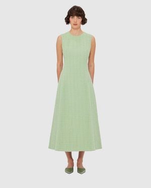 LEO LIN Cleo Tweed Midi Dress - Green