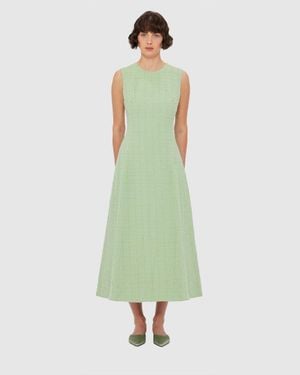LEO LIN Cleo Tweed Midi Dress - Green