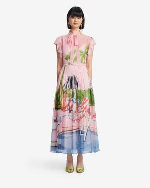 LEO LIN Grace Flutter Sleeve Midi Dress - Multicolor