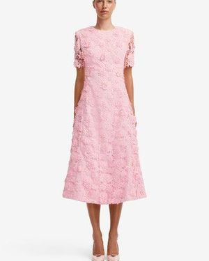 LEO LIN Caroline Lace Short Sleeves Midi Dress - Pink