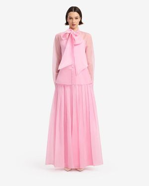 LEO LIN Dressage Silk Organza Tie Blouse - Pink