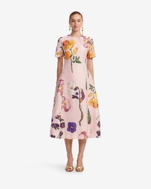 LEO LIN Caroline Short Sleeve Midi Dress - Pink