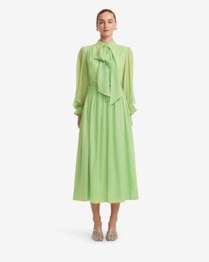 LEO LIN Cassie Tie Neck Midi Dress - Green