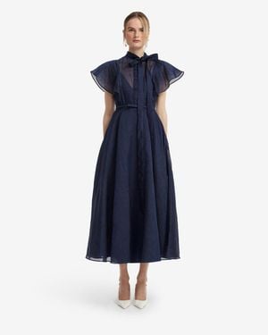 LEO LIN Elsie Flutter Sleeve Midi Dress - Blue