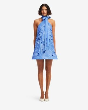 LEO LIN Lola Appliqué Halterneck Mini Dress - Blue