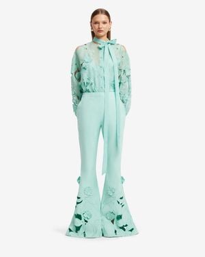 LEO LIN Vera Appliqué Flared Pants - Green