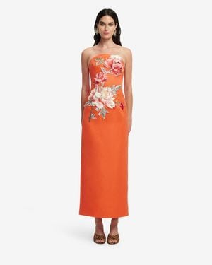 LEO LIN Ava Appliqué Floral Bustier Maxi Dress - Orange
