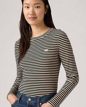 Levi's T Shirt Essential Housemark A Maniche Lunghe - Nero