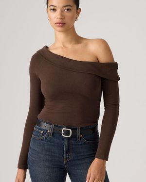 Levi's Clara Off Shoulder Long Sleeve Top - Blauw