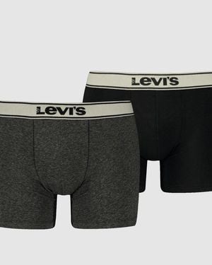 Levi's Vintage Heather Organic Cotton Boxer Brief 2 Pack - Black