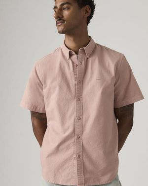 Levi's Authentic Button Down Shirt Met Korte Mouwen - Naturel