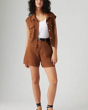 Levi's High Rise Baggy Cotton Linen Shorts - Brown