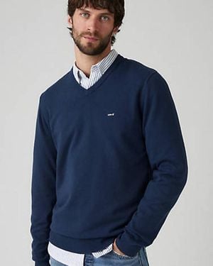 Levi's V Neck Housemark Sweater - Blauw