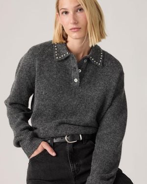 Levi's Rhinestone Collared Jumper - Grey