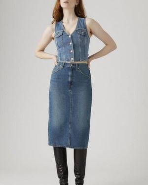 Levi's High Rise Back Slit Skirt - Blue