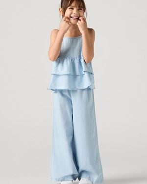 Levi's Kids Denim Tiered Tank And Pants 2 Piece Set - Blu