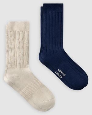 Levi's Regular Cut Cable Bootsock 2 Pack - Azul