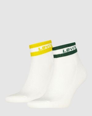 Levi's Mid Cut Sport Stripe Socks 2 Pack - Yellow