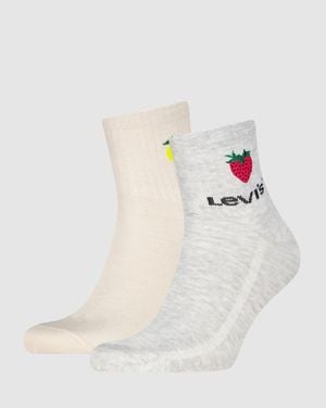 Levi's High Mid Cut Fruit Graphic Socks 2 Pack - White