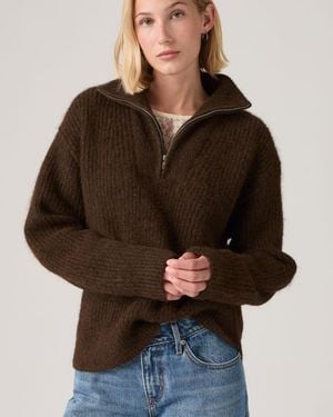 Levi's Ava Quarter Zip Jumper - Brown
