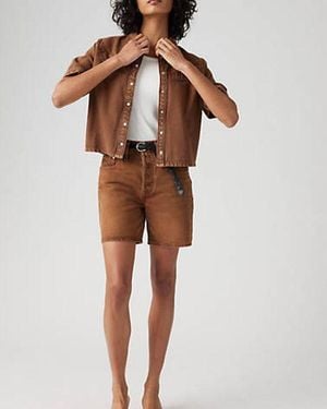 Levi's Short Di Jeans 501 Original A Vita Alta A Metà Coscia - Marrone