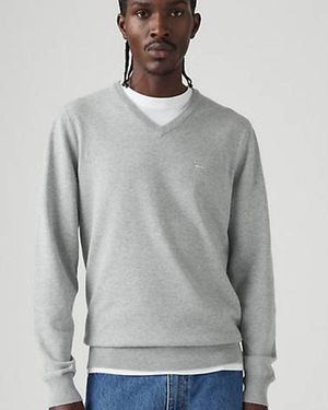 Levi's V Neck Housemark Sweater - Grijs