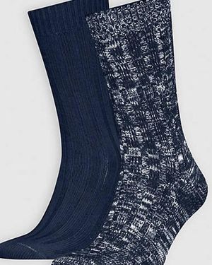 Levi's Regular Cut Slub Mouline Socks 2 Pack - Blue