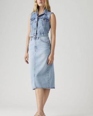 Levi's High Rise Back Slit Skirt - Blue
