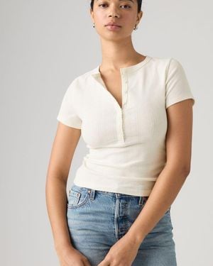 Levi's Dry Goods Pointelle Short Sleeve Henley - White