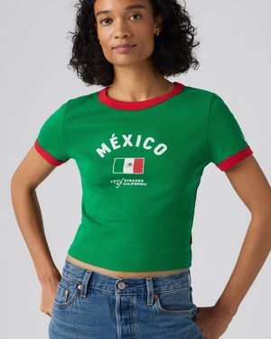 Levi's Mexico Ringer T Shirt Voor - Groen
