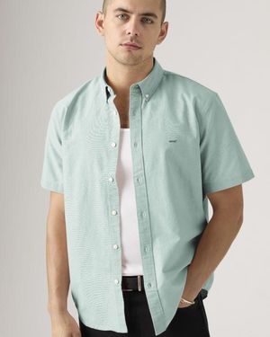 Levi's Authentic Button Down Lightweight Overhemd Met Korte Mouwen - Groen