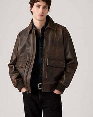 Levi's Clayton Leather Aviator Jacket - Brown