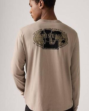 Levi's T Shirt Comoda A Maniche Lunghe Con Stampa - Neutro