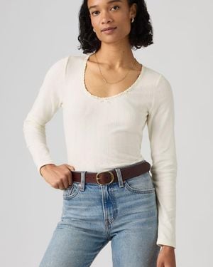 Levi's Dry Goods Pointelle Lace Long Sleeve Top - Blanco