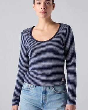 Levi's Dry Goods Pointelle Lace Long Sleeve Top - Blauw