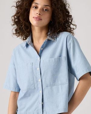 Levi's Harlie Short Sleeve Cropped Shirt - Blue