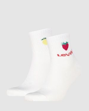 Levi's High Mid Cut Fruit Graphic Socks 2 Pack - White