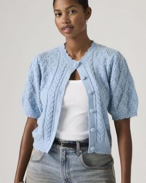 Levi's Pauline Pointelle Short Sleeve Cardigan - Blue