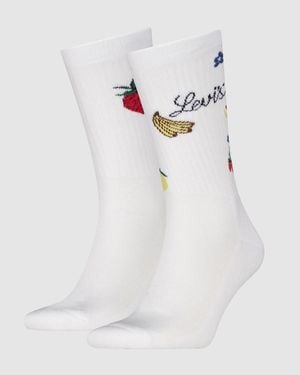Levi's Regular Cut Fruit Socks 2 Pack - White