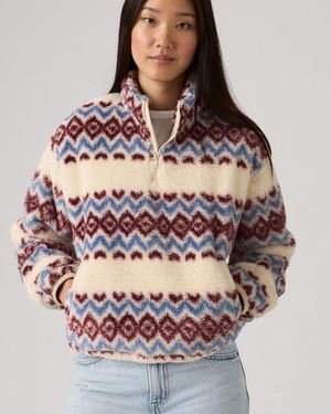 Levi's Sweat Shirt 1/4 Zip Sherpa Gemma - Gris