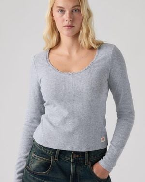 Levi's Dry Goods Pointelle Lace Long Sleeve Top - Grijs