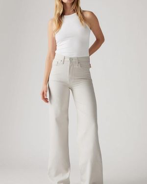Levi's Ribcage Wide Leg Linen Trousers - White