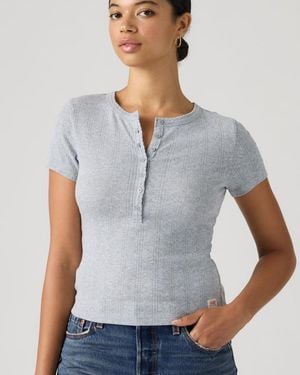 Levi's Dry Goods Pointelle Short Sleeve Henley - Gris
