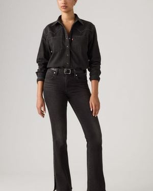 Levi's 725 Bootcut Studded Slit Hem Jeans - Blue