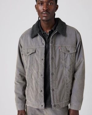 Levi's Relaxed Sherpa Corduroy Trucker Jacket - Grigio