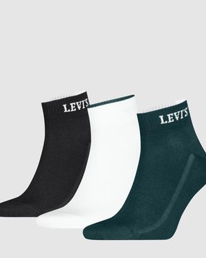 Levi's Mid Cut Script Logo Socks 3 Pack - Azul