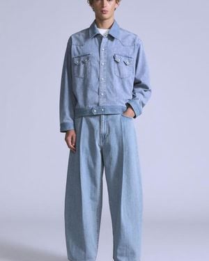 Levi's Wide Pleat Crop Jeans - Blue