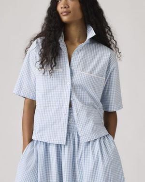 Levi's Novelty Harlie Short Sleeve Cropped Shirt - Blue